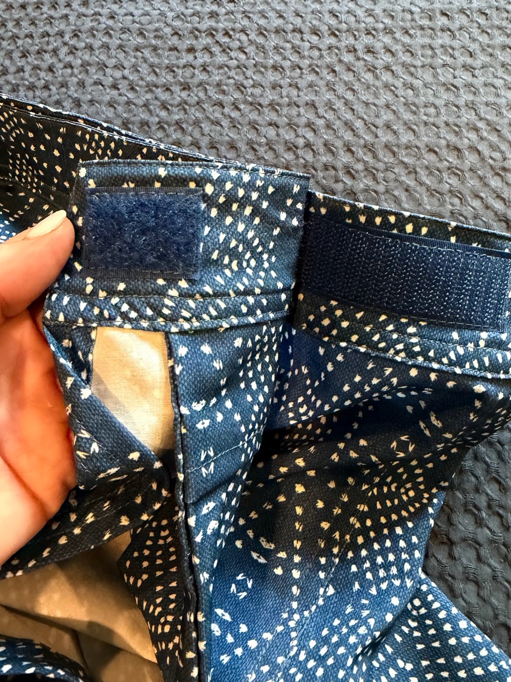 Rip Skirt Large EUC ADJ Velcro Waist Summer Perfect Blue/White Resort Vacay Wear - Picture 5 of 7